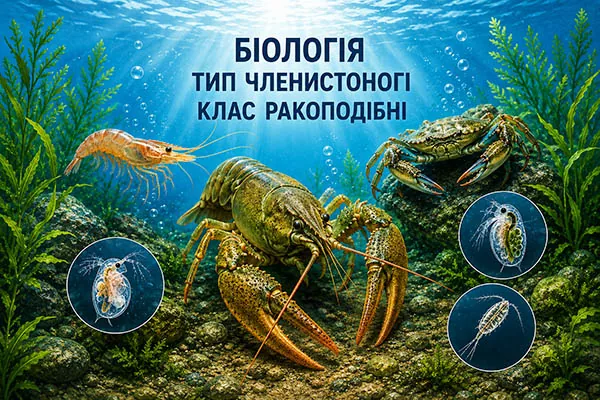 Біологія 8 клас. Тип Членистоногі. Клас Ракоподібні