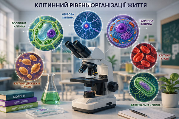 Клітинний рівень організації життя - тест